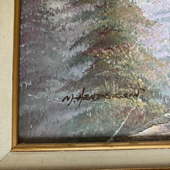 Original Oil Painting By M. Henderson Eagle Flying Through Forest Signed/Framed - Picture 3 of 10